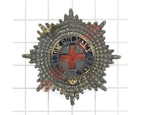 Royal Horse Guards Officer’s field cap badge. Fine rare die-cast silver plated Garter Star with red and blue enamel centre. S