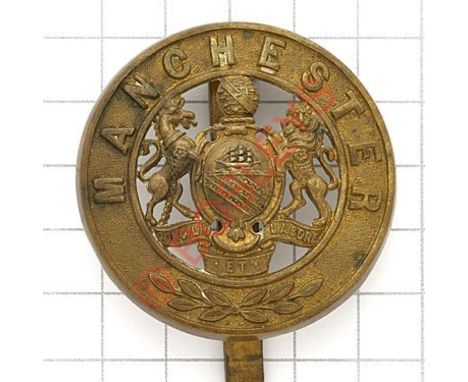 Manchester Regiment post 1881 brass pagri badge. Die-stamped. VGC Long slider 