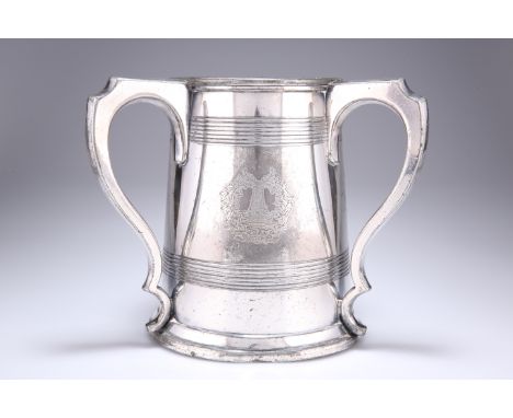 A LARGE SILVER-PLATED BRITANNIA METAL TYG - Inter-regimental tug of war Challenge Cup - 1st Bn. Gordon Highlanders v 3rd Bn. 