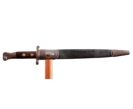 A 1888 PATTERN LEE METFORD BAYONET, with marks for February 1898 by Wilkinson, complete with scabbard.

The absence of a Cond