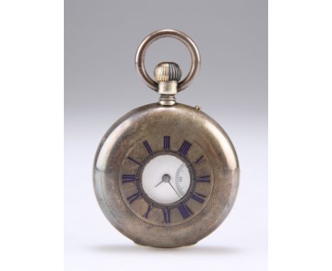 A POIGNANT UNMARKED SILVER HALF-HUNTER POCKET WATCH, bearing the inscription 'Presented to Donald Williamson Gordon Highlande