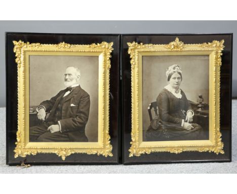 A PAIR OF LATE 19TH CENTURY "ACORN ORMOLU" PORTRAIT FRAMES, each with ornate acorn sprays and decorative borders, housing por