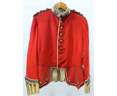 A SCARCE POST 1881 OFFICERS' PATTERN SCARLET DOUBLET OF THE GORDON HIGHLANDERS, complete with gilt buttons, bullion collar ba