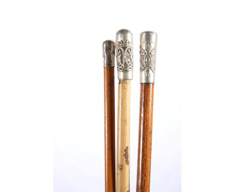 THREE CAP-TOP SWAGGER CANES,&nbsp;to The Argyll &amp; Sutherland Highlanders and The Black Watch, the third blank (3)&nbsp;&n