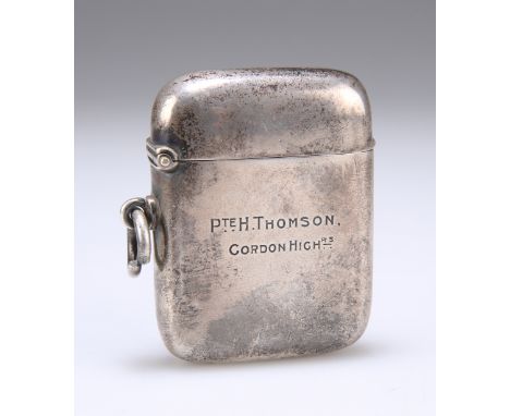 A HM SILVER VESTA CASE ENGRAVED PTE. H THOMSON GORDON HIGHLANDERS - South Africa 1899 "Callart Cottage 1900", London 1899; an