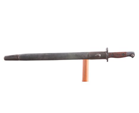 A 1907 PATTERN SMLE BAYONET MARKED TO THE GORDON HIGHLANDERS BY WILKINSON, complete with scabbard.

The absence of a Conditio