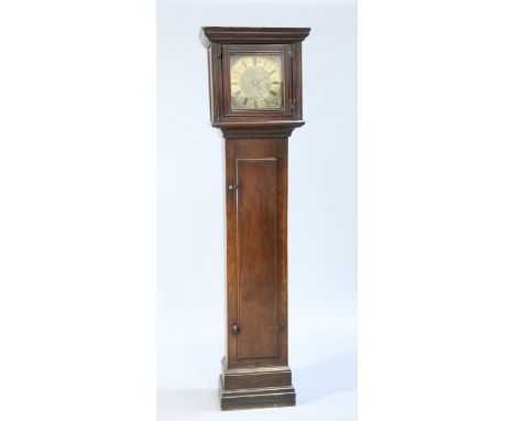 A 17TH CENTURY OAK 30-HOUR LONGCASE CLOCK, the 11.3/4 inch square brass dial signed John Walter of Honiton Fecit with ringed 