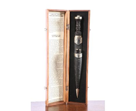 A COPY OF A LATE 18TH CENTURY HIGHLAND OFFICERS' PATTERN DIRK, complete with scabbard and smaller knife and fork, the whole c