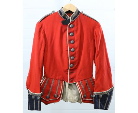 A VERY RARE OFFICERS' PATTERN SCARLET DOUBLET OF THE ABERDEENSHIRE MILITIA, with rank crown to collar (pre 1880), fine gilt l