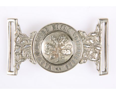 AN OFFICERS' PATTERN WAIST BELT CLASP OF THE WARWICKSHIRE RIFLE VOLUNTEERS, CIRCA 1870.The absence of a Condition Report does