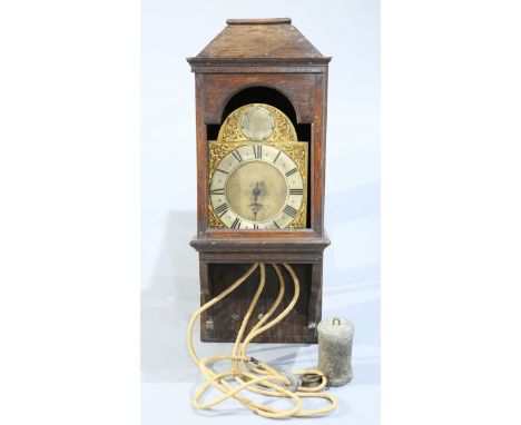 A BRASS LANTERN CLOCK,&nbsp;the 8 inch brass break arch dial signed Jas.Smith Woodbridge, with single pointer and foliate cas