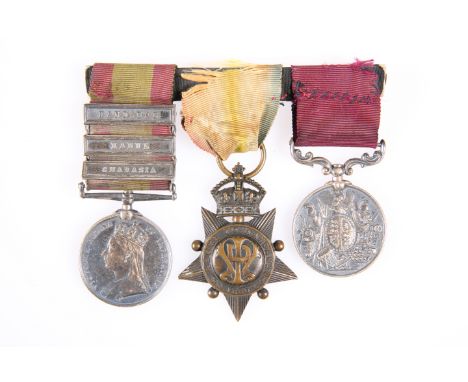 A GROUP OF THREE MEDALS : Afghanistan 1878-80 with bars Charasia, Kabul &amp; Kandahar, the Kabul to Kandahar Star and an arm