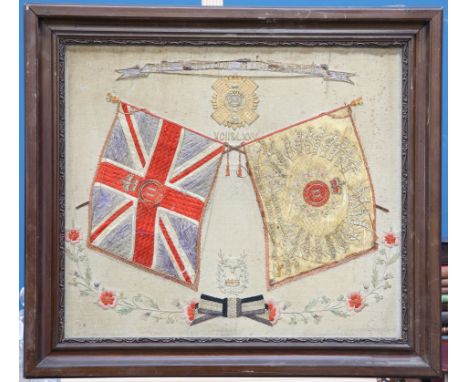 A FINELY EXECUTED POST 1881 TAPESTRY OF THE 2ND BATTALION, THE GORDON HIGHLANDERS, being both the Queen's and the Regimental 