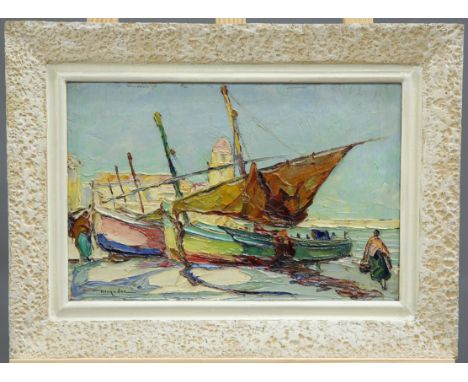 ELIE BERNADAC (FRENCH, 1913-1999), "COLLIOURE (PYRÉNÉES-ORIENTALES)", signed lower left, titled to artist's label verso, impa