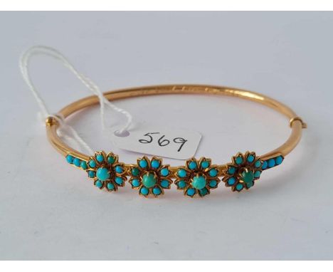 A TURQUOISE SET BANGLE 15CT GOLD – 8.8 GMS