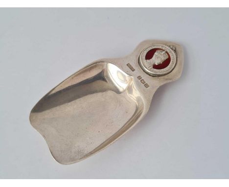 A caddy spoon with enamel Edward VIII profile – Birmingham 1936 by WHH