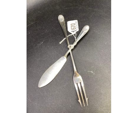 Pickle fork and matching butter knife. Sheffield 1924
