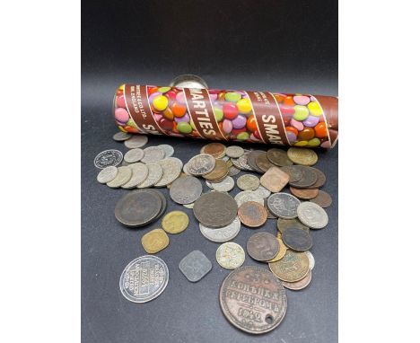 Vintage Smarties tube of interesting coins