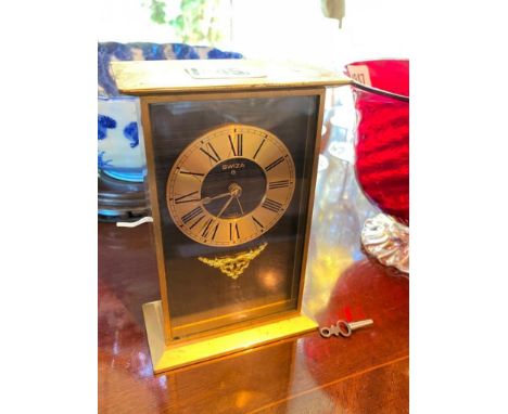 Swaza Swiss brass cased mantle clock