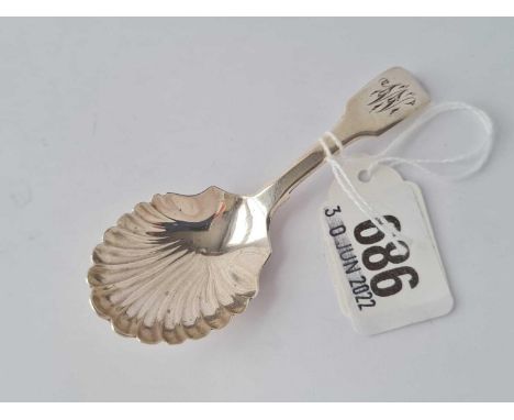 An early Victorian Exeter caddy spoon with shell shaped bowl – 1837 by WW