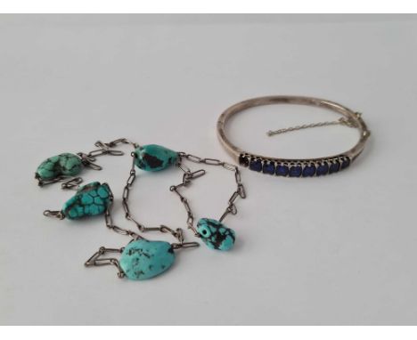 A hinged set bangle and silver items