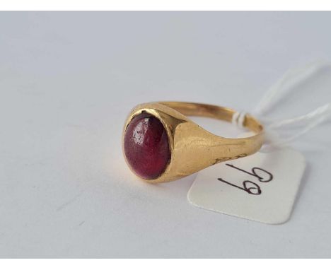A garnet cabochon ring 9ct size W- 3.3 gms