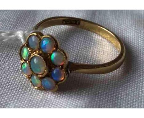 A EDWARDIAN OPAL CLUSTER RING 18CT GOLD SIZE M – 2.7 GMS