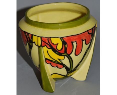 A CLARICE CLIFF ‘HONOLULU’ PATTERN CIRCULAR BOWL on three legs. Wilkinson Ltd.5ins high.