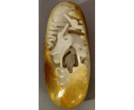 A CHINESE JADE-LIKE BOULDER GROUP OF HERONS, 3.1in long.