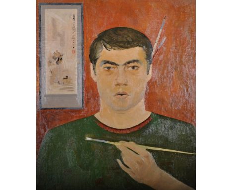 20th Century Russian School. Portrait of an Artist, Oil on Canvas, Unframed, 22.5” x 19”