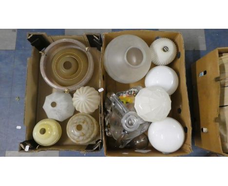 Two Boxes of Vintage Glass Light Shade 