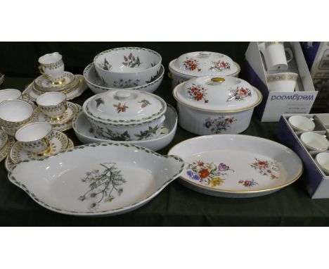 A Collection of Botanical Kitchenwares and Royal Worcester Lidded Tureens and Oval Bowl etc 