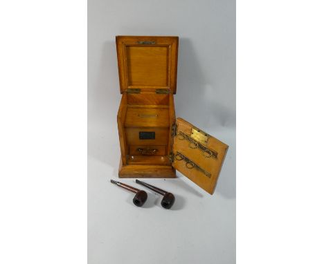 An Edwardian Brass Mounted Oak Smokers Box with Hinged Lid to Fitted Interior to Include Tobacco Store with Match Striker, Ba