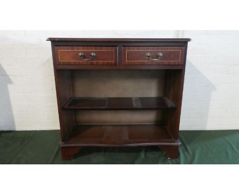 A Reproduction Mahogany Two Shelf Open Bookcase with Top Drawers, 77cm Wide 