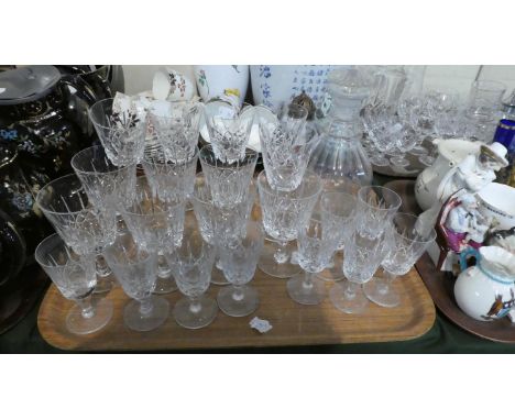 A Tray of Cut Glass Wines, Decanter, Sherries etc 