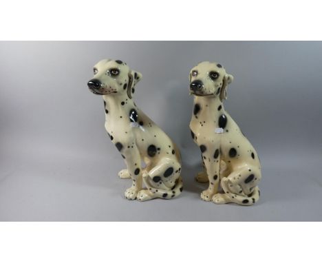 A Pair of Ceramic Dalmatian Ornaments, Each 43.5cm High 