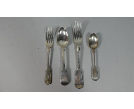 A Collection of Four Pieces of Silver Flatware, 214g 