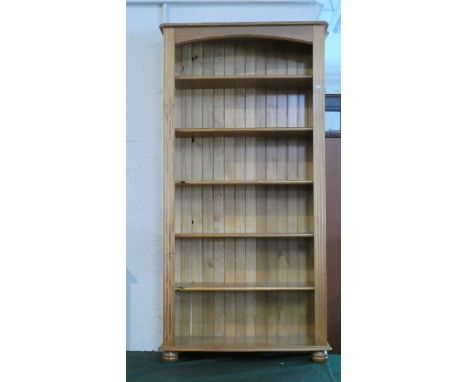 A Modern Pine Six Shelf Open Bookcase, 88cm Wide 