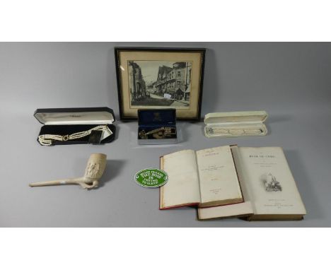 A 19th Century Clay Pipe, the Bowl Decorated with Footballers, Reg No.241693 Together with Cased Lotus Pearl Bracelet and Nec
