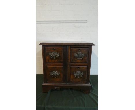 A Four Drawer Square Topped Chest with Brass Drop Handles, 55cm Wide, Bracket Feet 