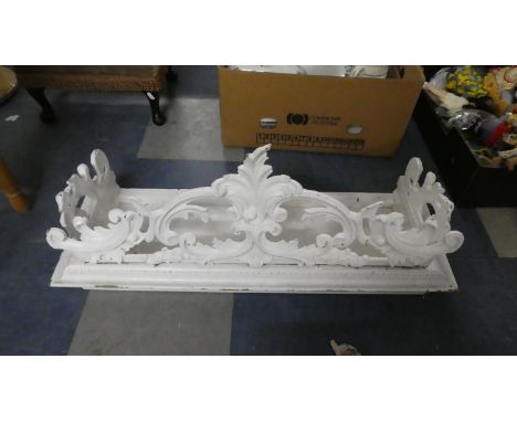 A White Painted Shelf with Carved Ornate Surround, 77cm Wide 