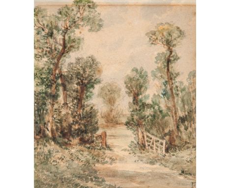 Myles Birket Foster (1825-1899) - Field gate in a pastoral landscape Watercolour over traces of graphite Signed with   BF   m