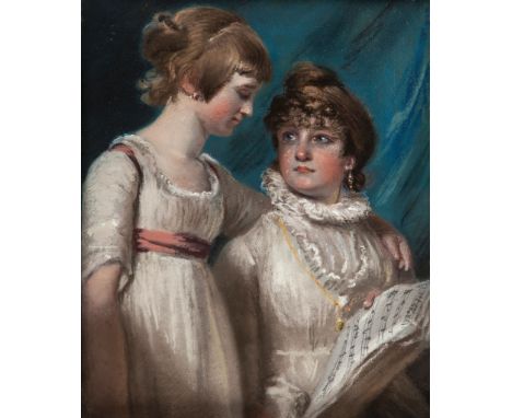 John Raphael Smith (1752-1812) - Double portrait of Elizabeth and Mary Hannah Smith, the artist's daughters Pastel Inscriptio