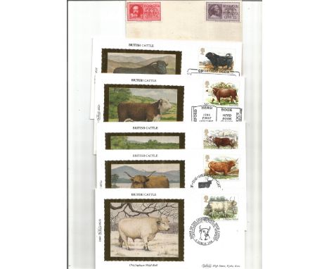 12 First Day Covers/Postal Covers Including Benham Silk Cachet British Cattle. Good condition. We combine postage on multiple