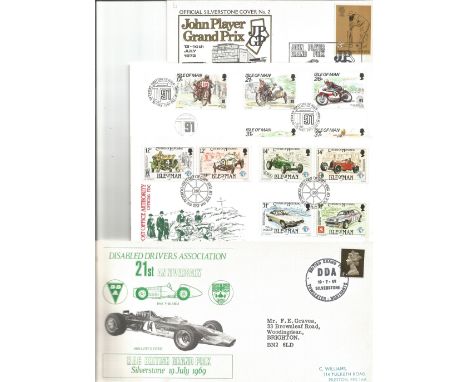 4 x Motor Racing And Motorcycle Racing First Day Covers Including Isle Of Man TT Mountain, Silverstone. Good condition. We co