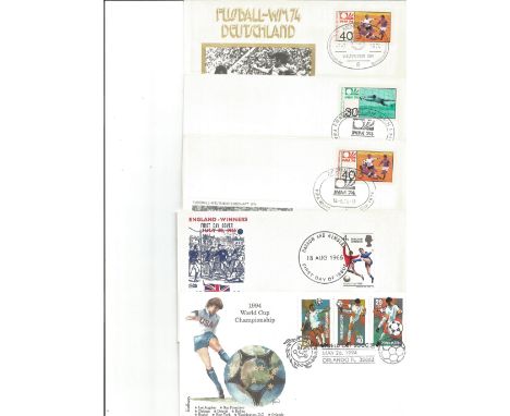 5 x Football First day Covers And 4 x France 98 Football Stamp Cards/Covers. Good condition. We combine postage on multiple w