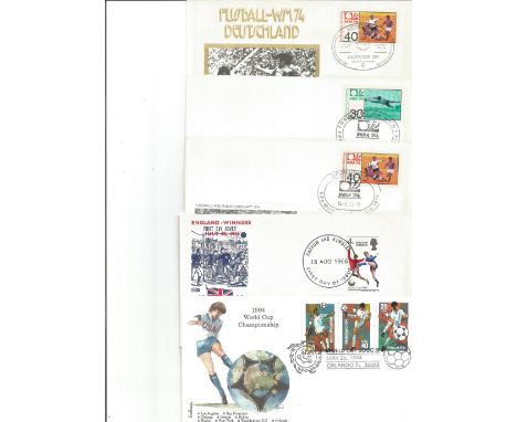 5 x Football First day Covers And 4 x France 98 Football Stamp Cards/Covers. Good condition. We combine postage on multiple w