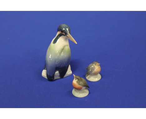 COPENHAGEN CERAMIC FIGURE OF A KINGFISHER
made by Bing & Grøndahl, factory stamp to base, hand numbered '1619 T', 11cm high; 