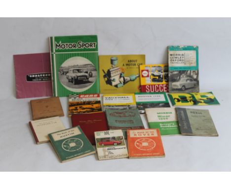 A SMALL QUANTITY OF VINTAGE CAR MANUALS, HANDBOOKS ETC. to include Vanden Plas Princess 3-litre (Mk.II), Ford 5CWT Van Instru