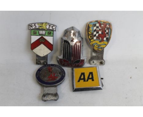FOUR VARIOUS CAR GRILLE BADGES, to include British Automobile Racing Club, Road Haulage Association, North Staffs Touring Clu